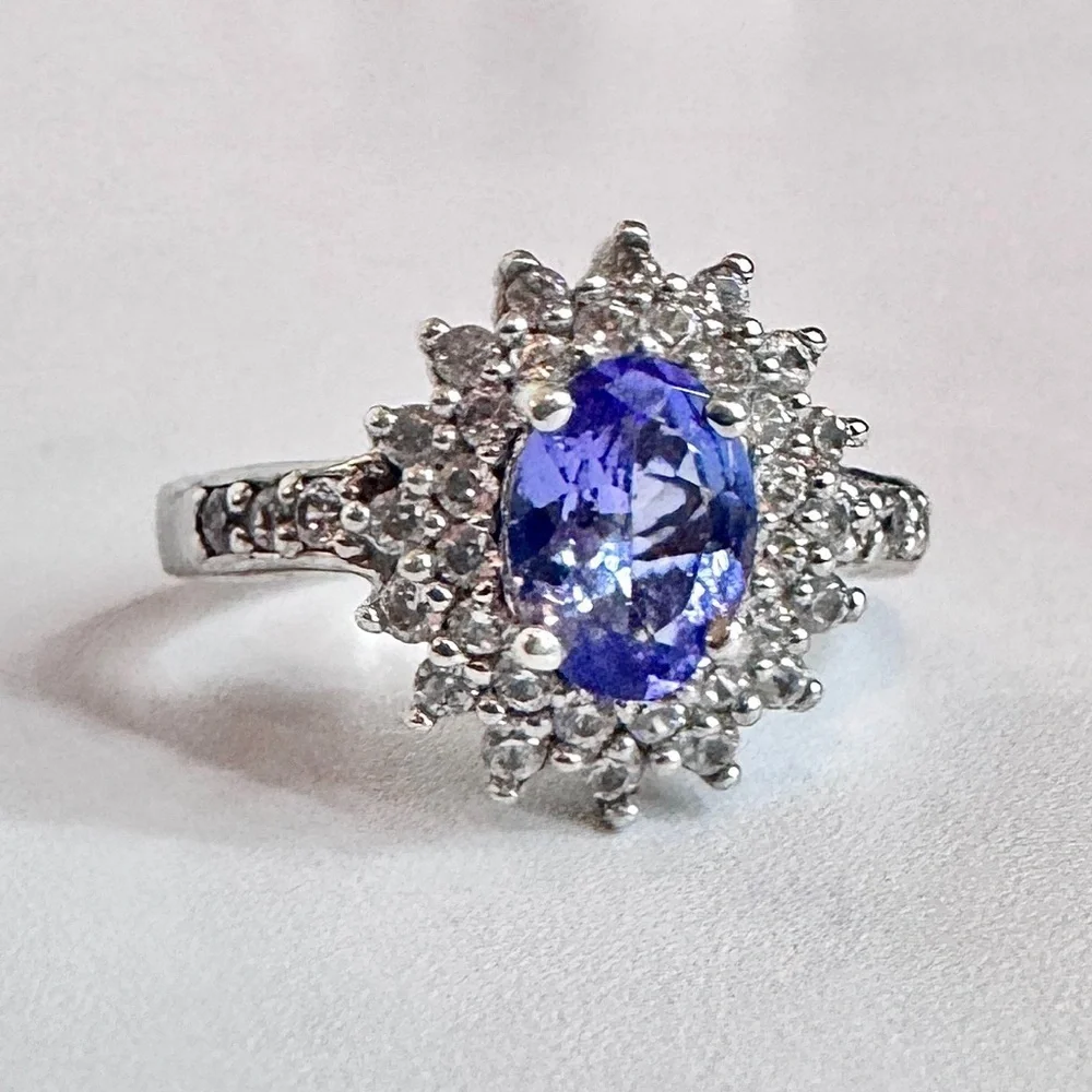 Tanzanite & Moissanite Sterling Silver Ring (7)